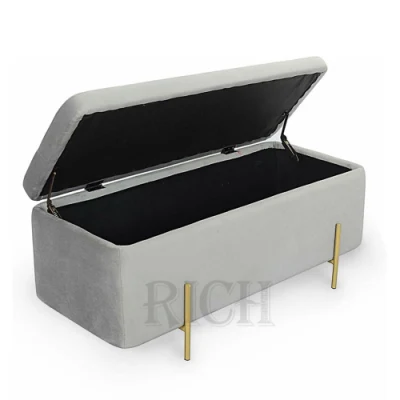 Muebles para el hogar, taburete otomano largo Rectangular, caja de almacenamiento de zapatos, taburete de almacenamiento para dormitorio otomano