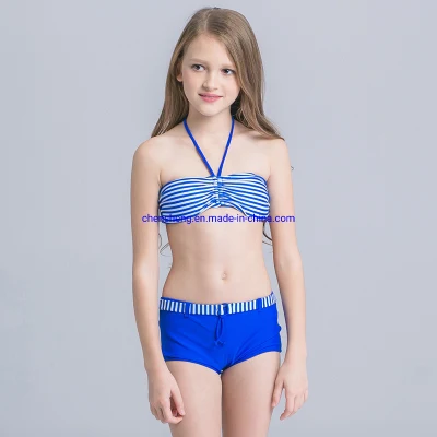 Traje de baño para niños y adolescentes, Bikini al por mayor, moda de verano, ropa de playa, traje de baño bonito con diseño de arcoíris para niñas, traje de baño